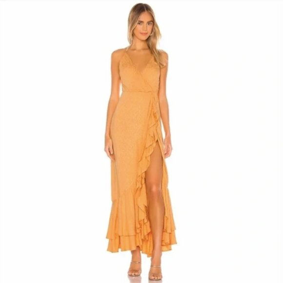 Lovers + Friends Gelina Wrap Dress in Tangerine Orange sz XXS - Picture 1 of 7